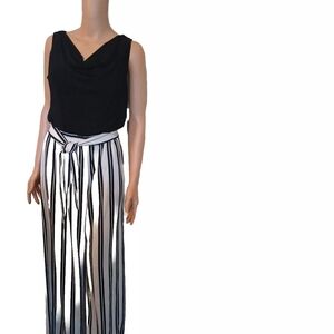 Emma & Michele Jumpsuit Jumper Size S Sleveless Navy & White Used Summer